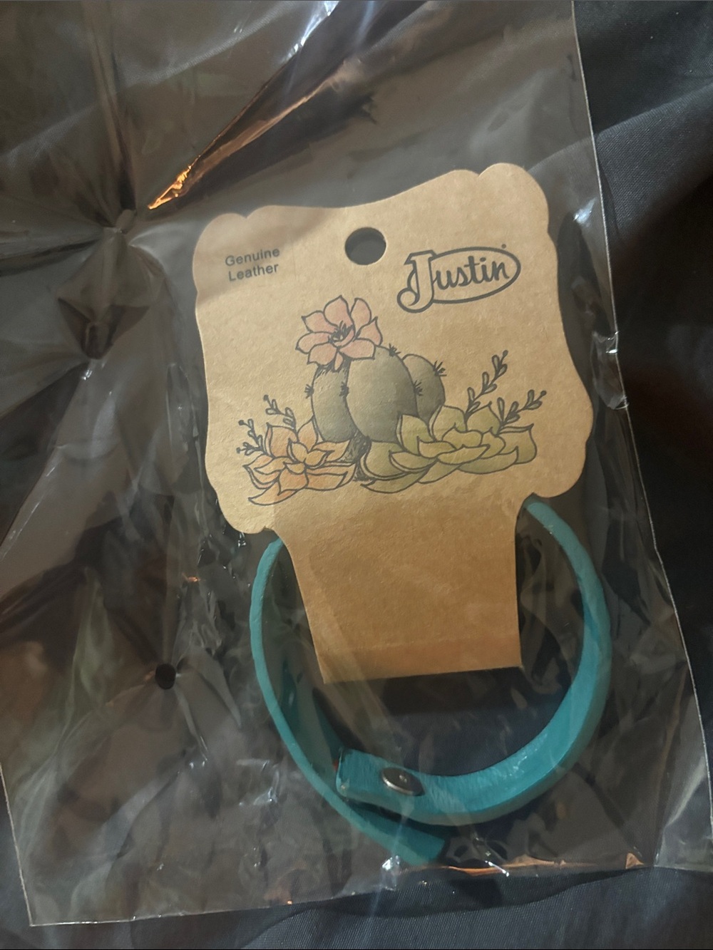 Justin Boots Turquoise Leather Wrap Bracelet